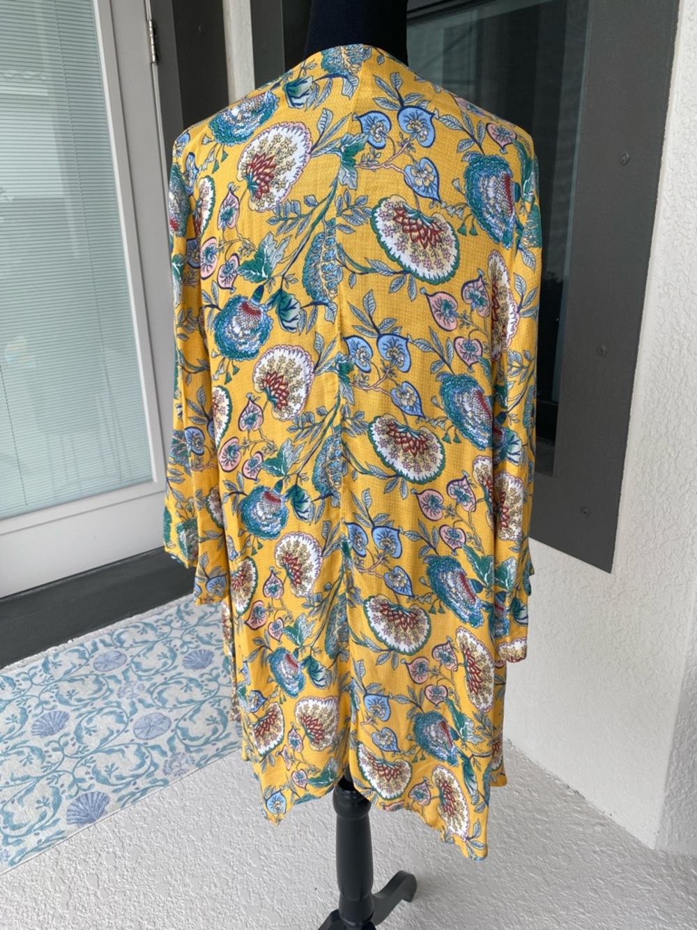 Haute Hippie Yellow Floral Open-Front Kimono Cardigan - Picture 3 of 6